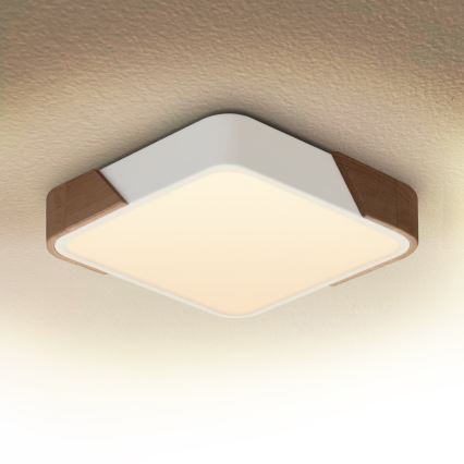 Brilagi - Plafonnier LED PILANA LED/24W/230V chêne/blanc 32x32 cm