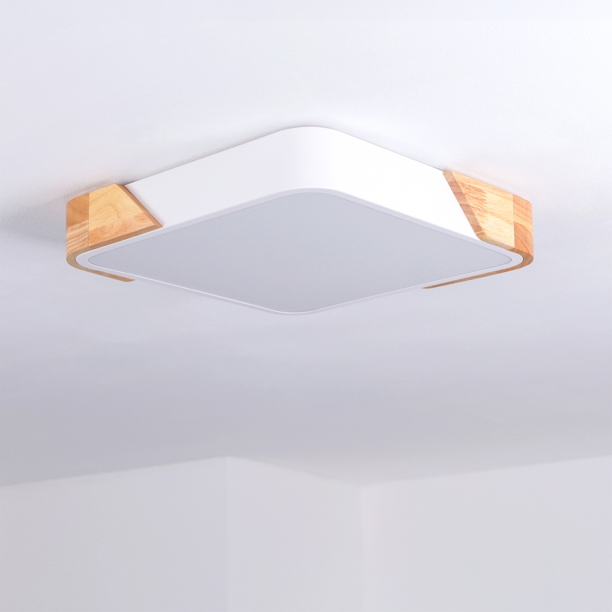 Brilagi - Plafonnier LED PILANA LED/24W/230V chêne/blanc 32x32 cm