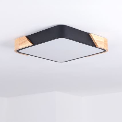 Brilagi - Plafonnier LED PILANA LED/24W/230V chêne/noir 32x32 cm