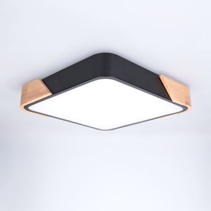 Brilagi - Plafonnier LED PILANA LED/24W/230V chêne/noir 32x32 cm