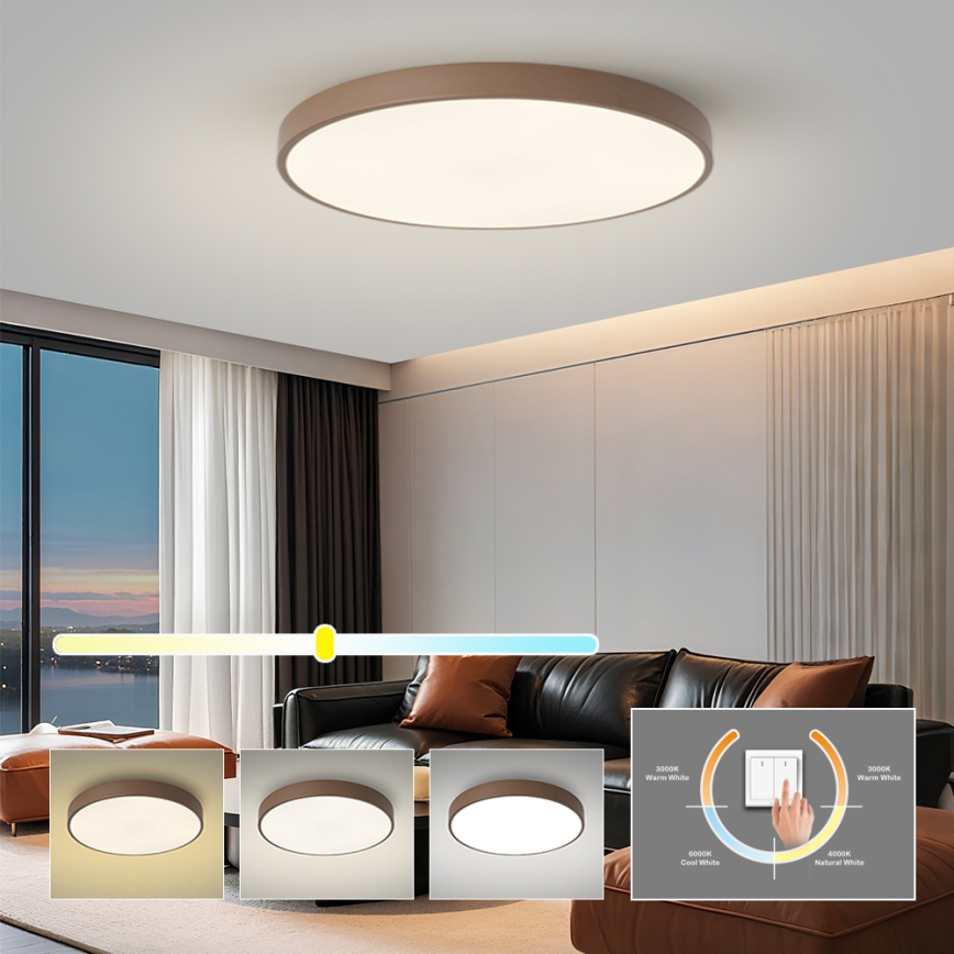 Brilagi - Plafonnier LED POOL 100 W / 230 V, 3000/4000/6000 K, Ø 80 cm, marron