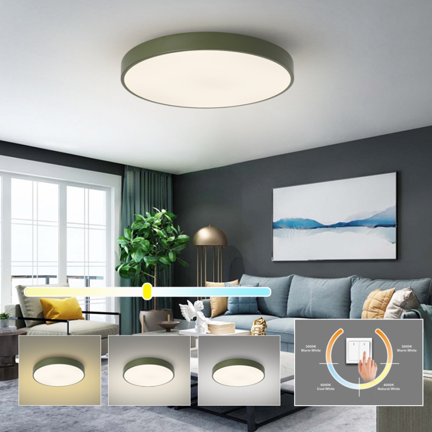 Brilagi - Plafonnier LED POOL, 60 W, 230 V, températures de couleur 3000/4000/6000 K, Ø 60 cm, vert