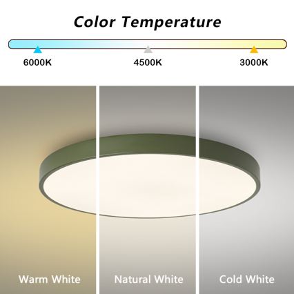 Brilagi - Plafonnier LED POOL, 60 W, 230 V, températures de couleur 3000/4000/6000 K, Ø 60 cm, vert