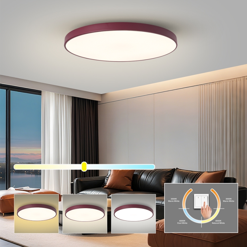 Brilagi - plafonnier LED POOL LED/100W/230V 3000/4000/6000K pr. 80 cm bordeaux