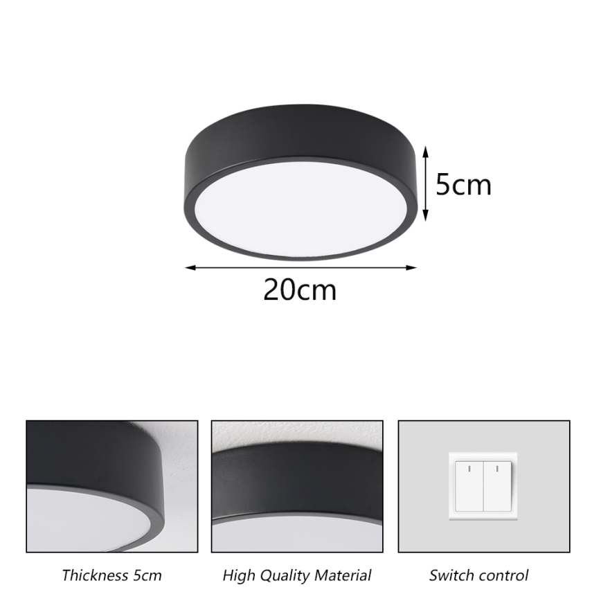 Brilagi - Plafonnier LED POOL LED/18W/230V 3000/4500/6000K Ø 20 cm noir