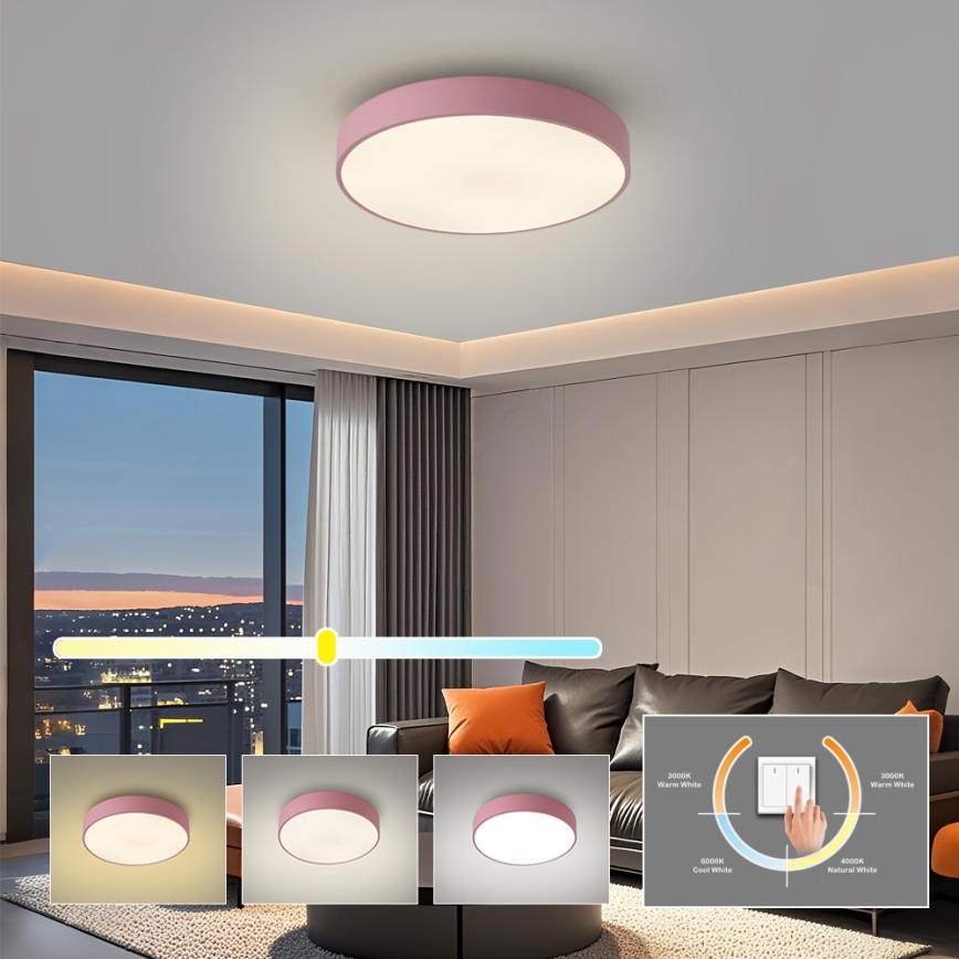 Brilagi - Plafonnier LED POOL LED/36W/230V 3000/4000/6000K Ø 30 cm rose