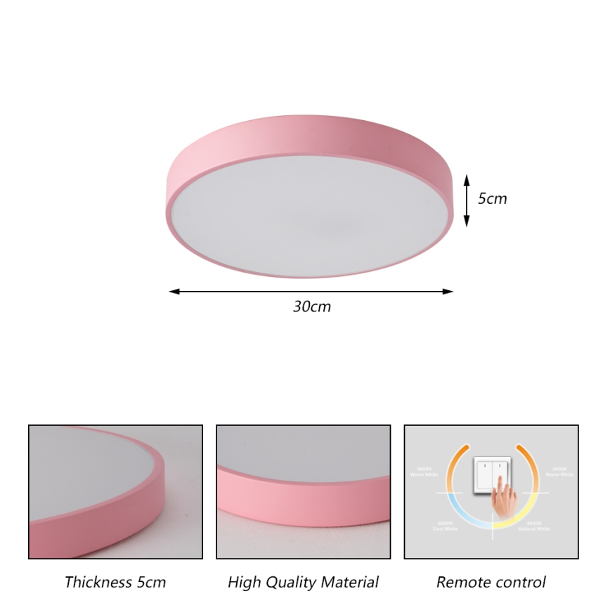 Brilagi - Plafonnier LED POOL LED/36W/230V 3000/4000/6000K Ø 30 cm rose
