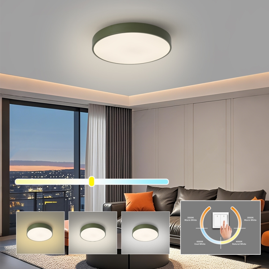 Brilagi - Plafonnier LED POOL LED/36W/230V 3000/4000/6000K Ø 30 cm vert
