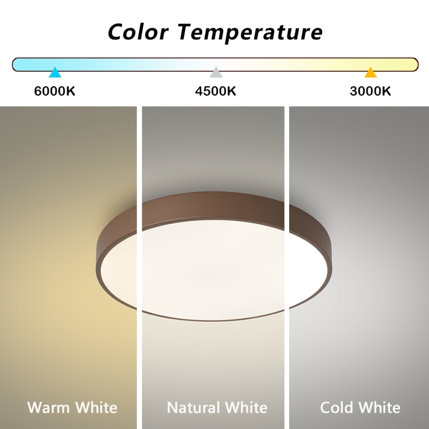 Brilagi - Plafonnier LED POOL, 48W, 230V, 3000/4000/6000K, Ø 40 cm, marron