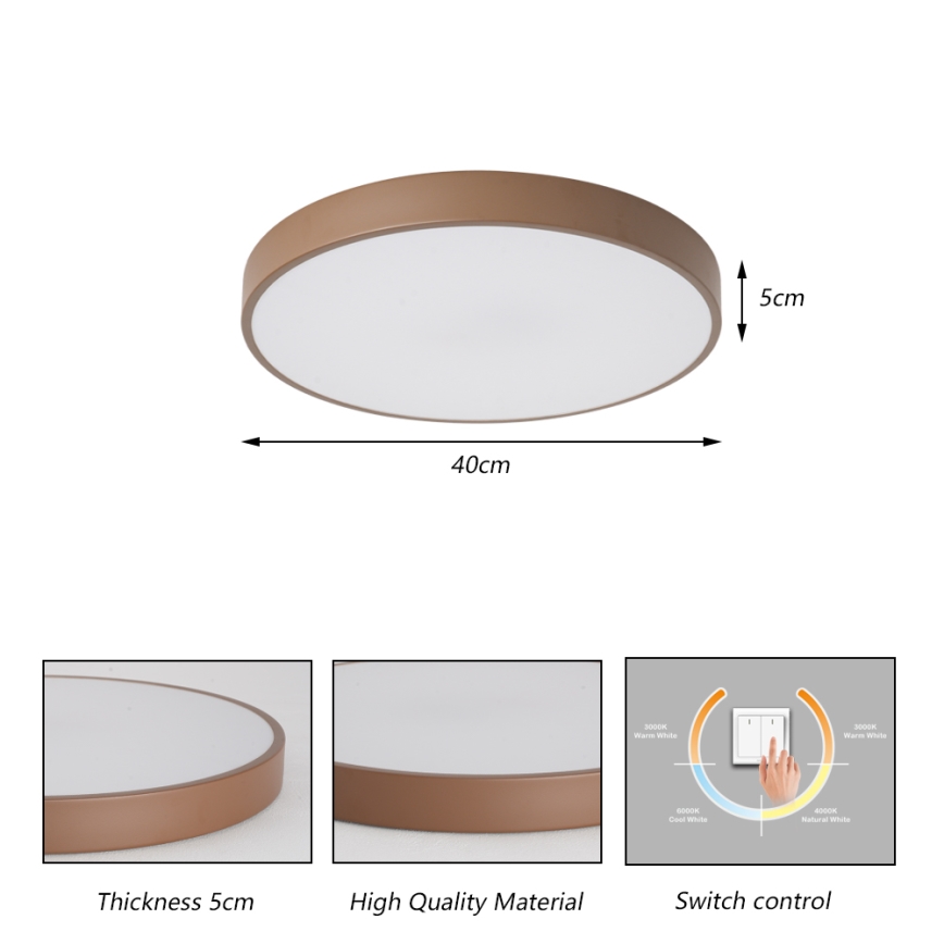 Brilagi - Plafonnier LED POOL, 48W, 230V, 3000/4000/6000K, Ø 40 cm, marron