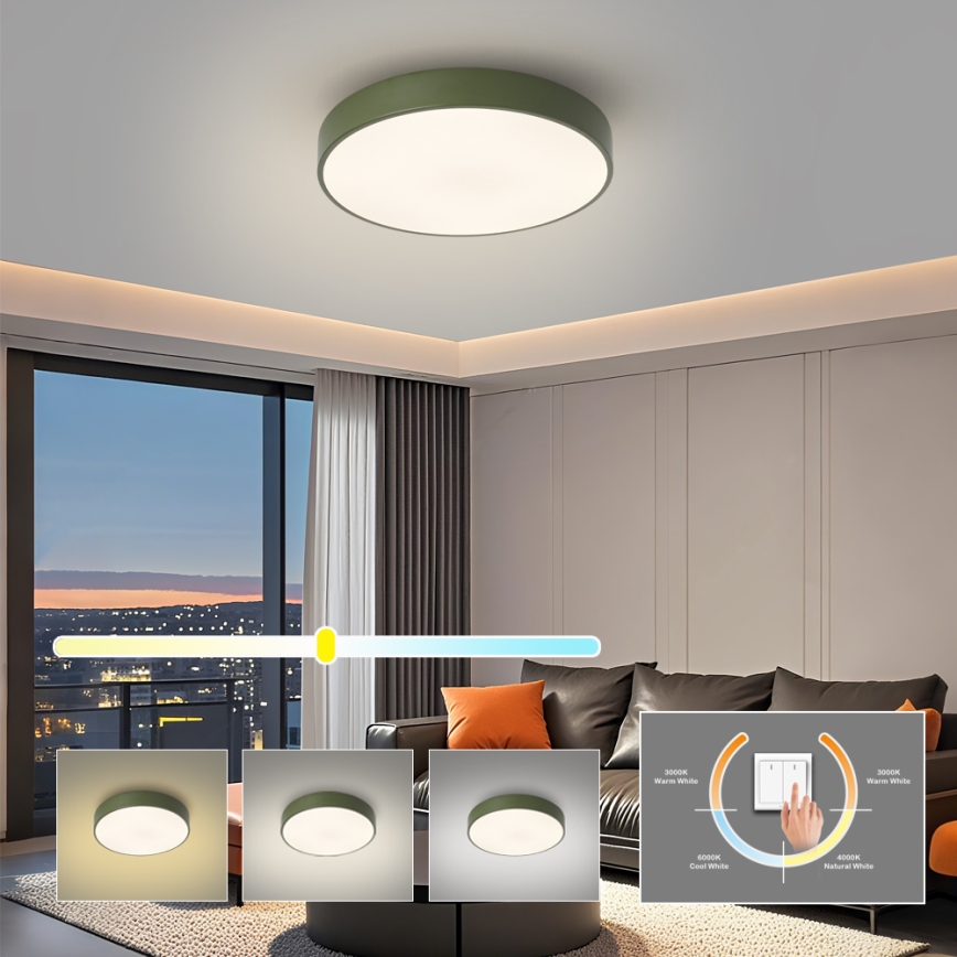 Brilagi - Plafonnier LED POOL LED/48W/230V 3000/4000/6000K pr. 40 cm vert