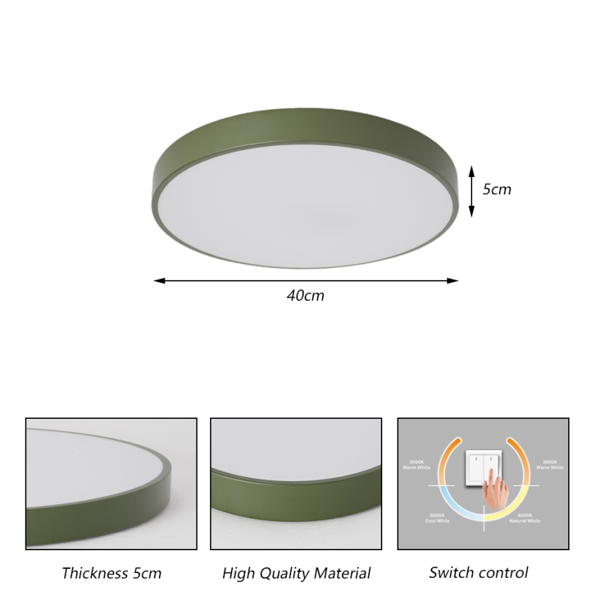 Brilagi - Plafonnier LED POOL LED/48W/230V 3000/4000/6000K pr. 40 cm vert