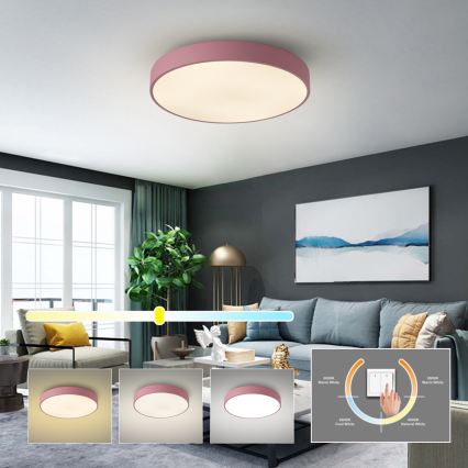 Brilagi - Plafonnier LED POOL, 60 W, 230 V, 3000/4000/6000 K, Ø 50 cm, rose