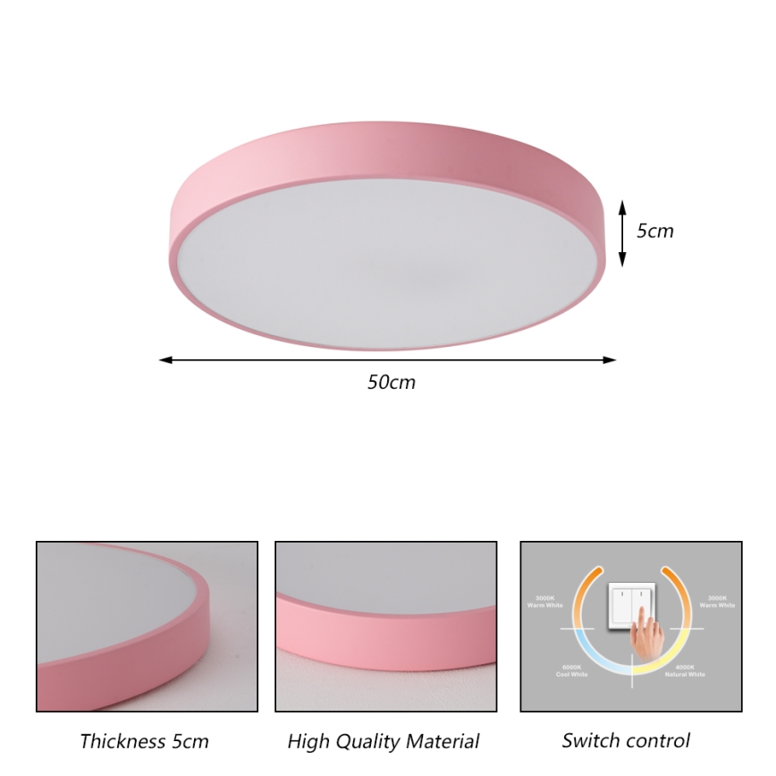 Brilagi - Plafonnier LED POOL, 60 W, 230 V, 3000/4000/6000 K, Ø 50 cm, rose