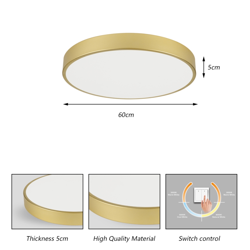 Brilagi - Plafonnier LED POOL LED/60W/230V 3000/4000/6000K Ø 60 cm doré