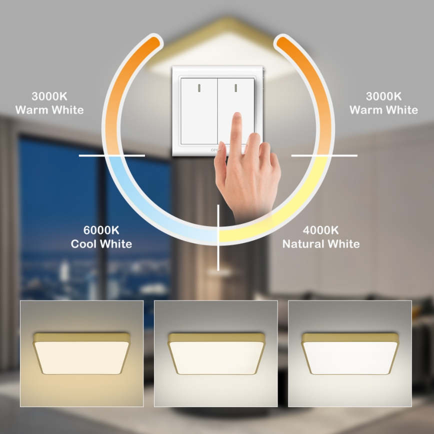 BRILAGI - Plafonnier LED POOL SQUARE LED/48W/230V 3000/4000/6000K 50x50 cm doré
