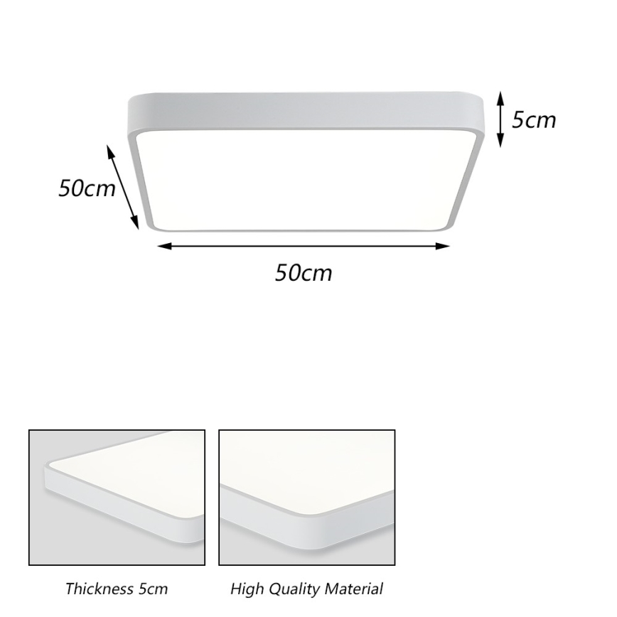 Brilagi - Plafonnier LED POOL SQUARE LED/48W/230V 3000/4500/6000K 50x50 cm blanc