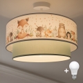 Brilagi - Plafonnier LED pour enfants BOBO 1xE27/60W/230V Ø 40 cm blanc/vert/motifs animaux