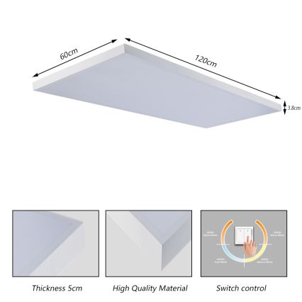 Brilagi - Plafonnier LED pour salle de bains FRAME LED/96W/230V 120x60 cm 3000/4000/6000K IP44 blanc