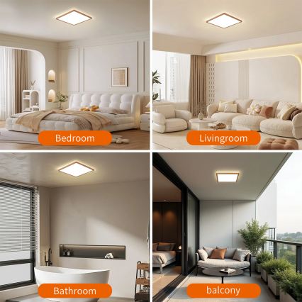 Brilagi - Plafonnier LED pour salle de bains ULTRA SLIM LED/18W/230V 30x30 cm or rose IP54
