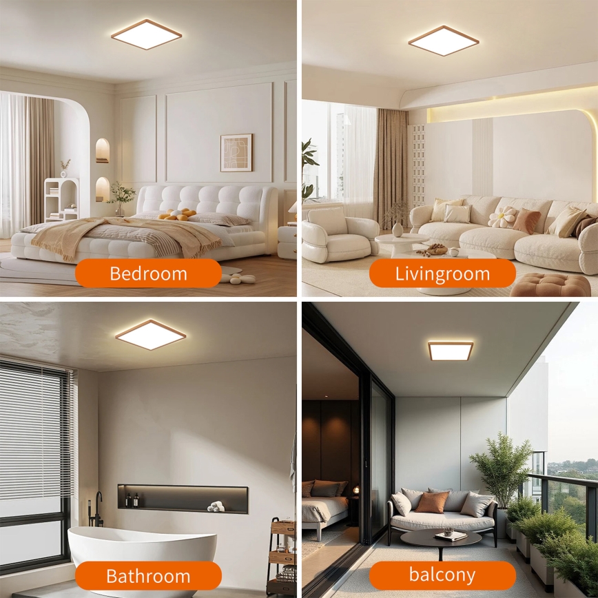 Brilagi - Plafonnier LED pour salle de bains ULTRA SLIM LED/18W/230V 30x30 cm or rose IP54