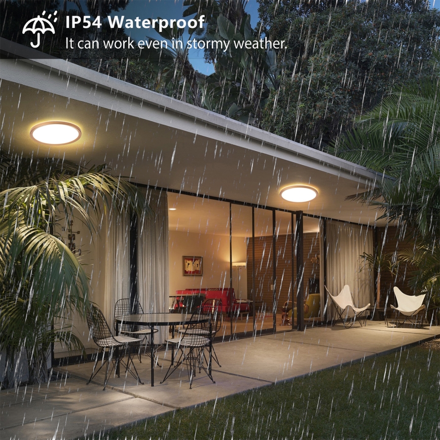 Brilagi - Plafonnier LED ultra-plat pour salle de bains, 12 W / 230 V, Ø 22,5 cm, finition or rose, IP54