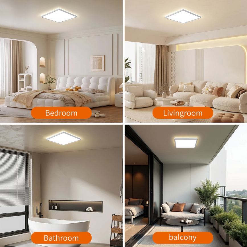 Brilagi - Plafonnier LED pour salle de bains ULTRA SLIM LED/24W/230V 42x42 cm argenté IP54