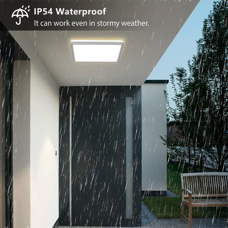 Brilagi - Plafonnier LED pour salle de bains ULTRA SLIM LED/24W/230V 42x42 cm argenté IP54