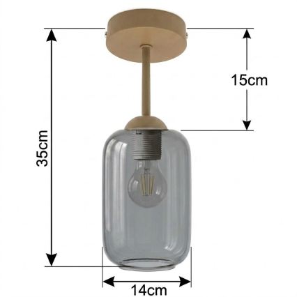 BRILAGI - Plafonnier LED RETRO GLASS 1xE27/60W/230V Ø 14 cm beige/gris fumé