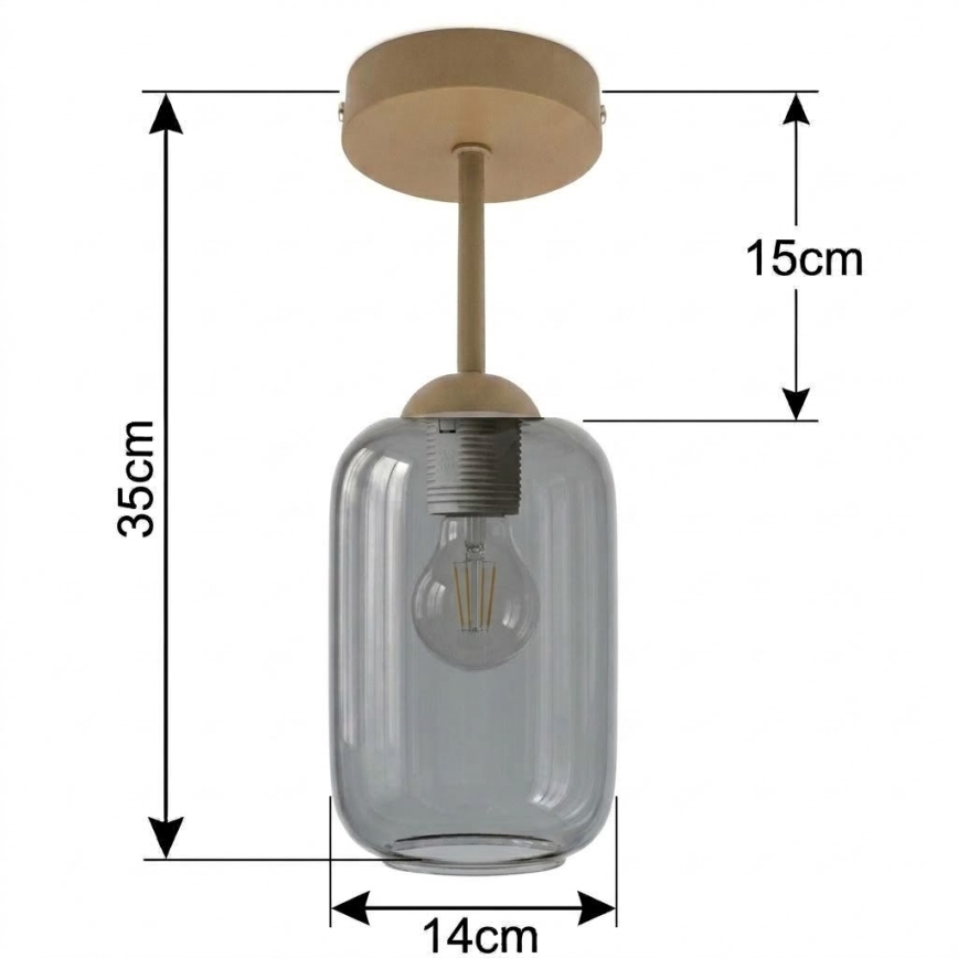 BRILAGI - Plafonnier LED RETRO GLASS 1xE27/60W/230V Ø 14 cm beige/gris fumé