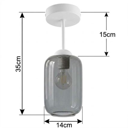 BRILAGI - Plafonnier LED RETRO GLASS 1xE27/60W/230V Ø 14 cm blanc/gris fumé