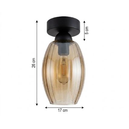 BRILAGI - LED Plafonnier RETRO GLASS 1xE27/60W/230V Ø 17 cm noir/beige fumé