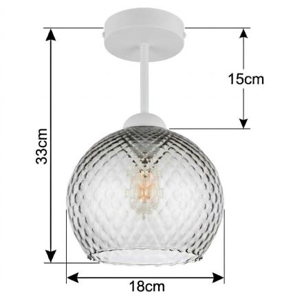 BRILAGI - LED plafonnier à montage en surface RETRO GLASS 1x E27/60W/230V, Ø 18 cm blanc/gris fumé