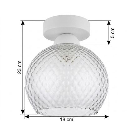 BRILAGI - Plafonnier LED RETRO GLASS 1xE27/60W/230V Ø 18 cm blanc/gris fumé