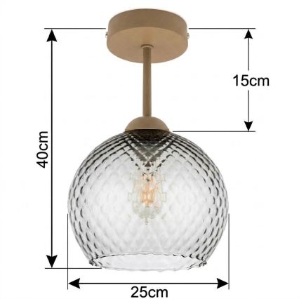BRILAGI - Plafonnier à LED RETRO GLASS 1xE27/60W/230V Ø 25 cm beige/gris fumé