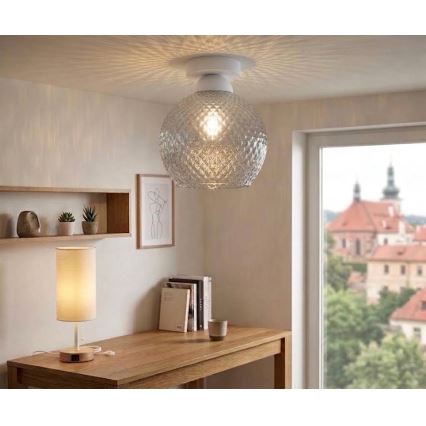 BRILAGI - Plafonnier LED RETRO GLASS 1xE27/60W/230V Ø 25 cm blanc/gris fumé