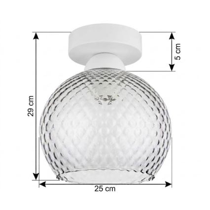 BRILAGI - Plafonnier LED RETRO GLASS 1xE27/60W/230V Ø 25 cm blanc/gris fumé