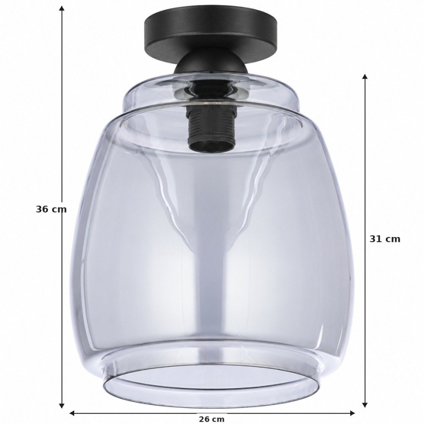 BRILAGI - Plafonnier LED RETRO GLASS 1xE27/60W/230V Ø 26 cm noir/gris fumé