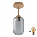 BRILAGI - Plafonnier LED RETRO GLASS 1xE27/60W/230V Ø 14 cm beige/gris fumé