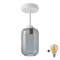 BRILAGI - Plafonnier LED RETRO GLASS 1xE27/60W/230V Ø 14 cm blanc/gris fumé