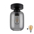 BRILAGI - Plafonnier LED RETRO GLASS 1xE27/60W/230V Ø 14 cm noir/gris fumé