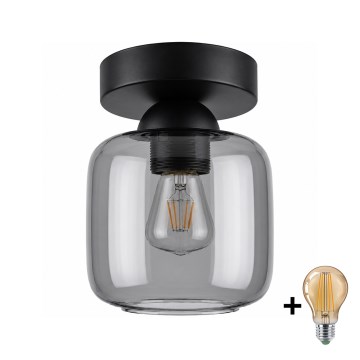 BRILAGI - Plafonnier LED RETRO GLASS 1xE27/60W/230V Ø 14 cm noir/gris fumé