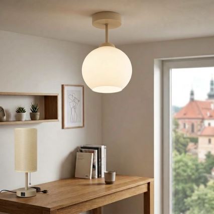 BRILAGI - Plafonnier LED RETRO GLASS 1xE27/60W/230V Ø 15 cm beige/blanc