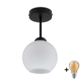 BRILAGI - Plafonnier LED RETRO GLASS 1xE27/60W/230V Ø 15 cm noir/blanc