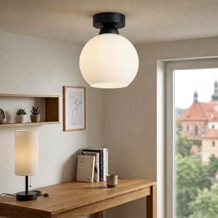 BRILAGI - Plafonnier LED RETRO GLASS 1xE27/60W/230V Ø 15 cm noir/blanc
