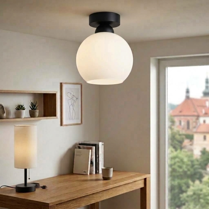 BRILAGI - Plafonnier LED RETRO GLASS 1xE27/60W/230V Ø 15 cm noir/blanc