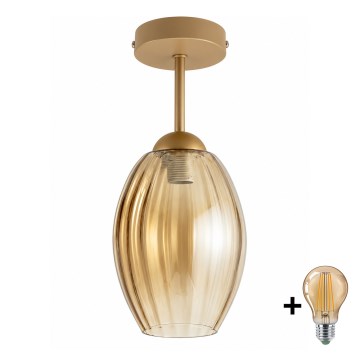 BRILAGI - Plafonnier LED RETRO GLASS 1xE27/60W/230V Ø 17 cm beige/beige fumé