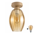BRILAGI - Plafonnier LED RETRO GLASS 1xE27/60W/230V Ø 17 cm beige/beige fumé