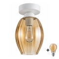 BRILAGI - Plafonnier LED RETRO GLASS 1xE27/60W/230V Ø 17 cm blanc/beige fumé