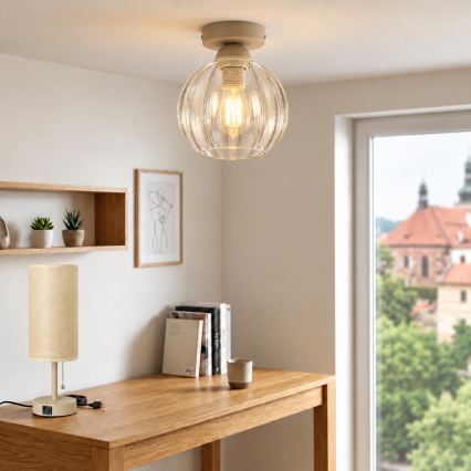 BRILAGI - Plafonnier LED RETRO GLASS 1xE27/60W/230V Ø 18 cm beige/transparente